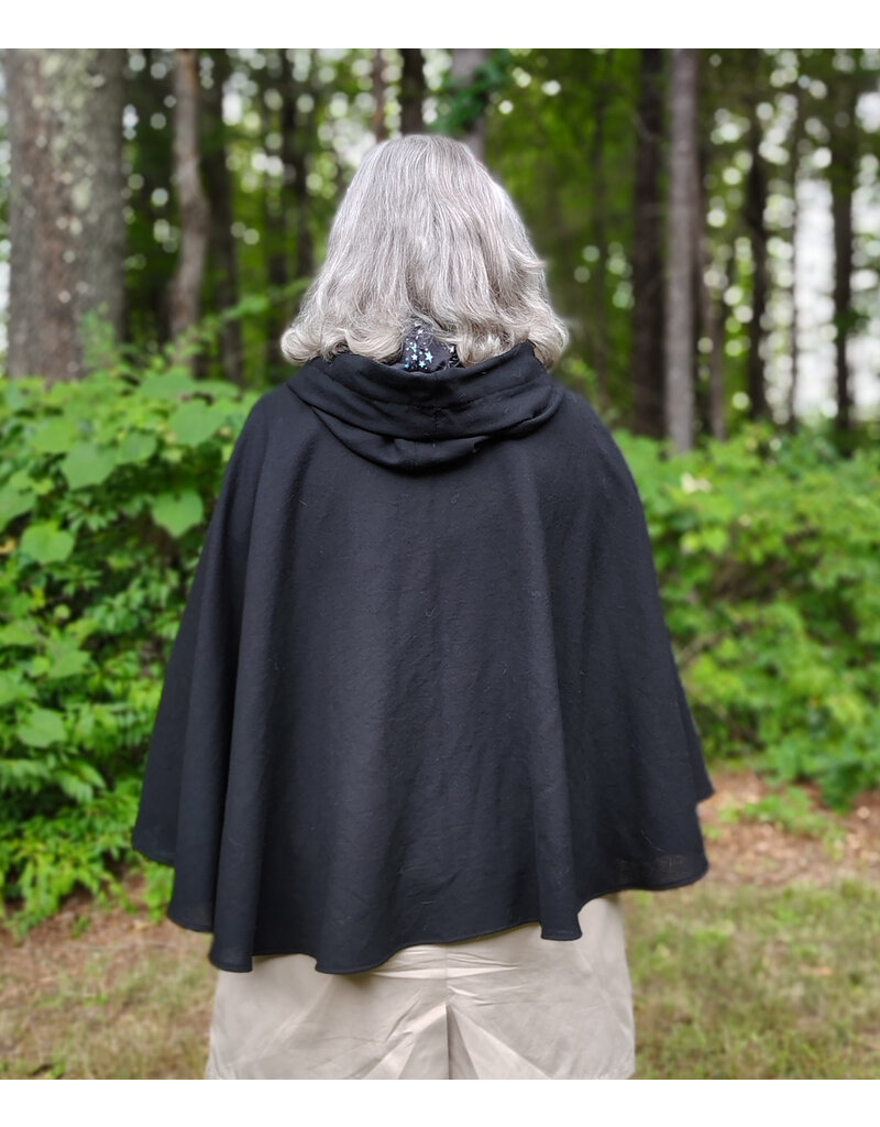 Cloakmakers.com 5799-Washable Lightweight Black Wool Cloak w/ Nighttime Sky Hood Lining