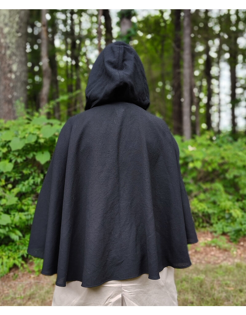 Cloakmakers.com 5799-Washable Lightweight Black Wool Cloak w/ Nighttime Sky Hood Lining
