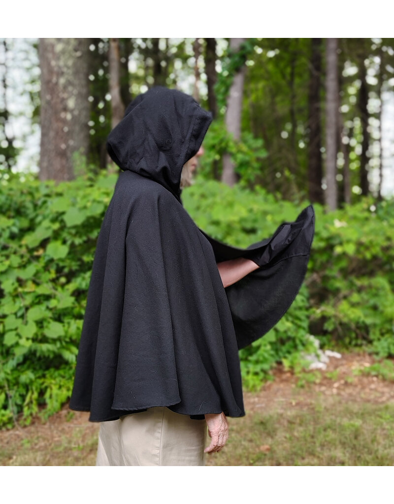 Cloakmakers.com 5799-Washable Lightweight Black Wool Cloak w/ Nighttime Sky Hood Lining