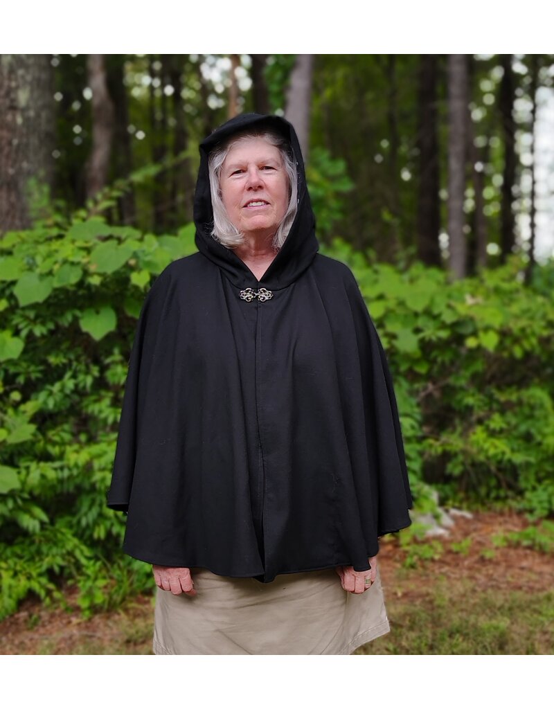 Cloakmakers.com 5799-Washable Lightweight Black Wool Cloak w/ Nighttime Sky Hood Lining
