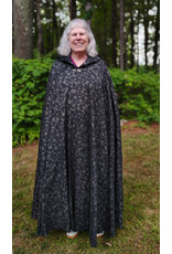 Cloakmakers.com 5800-Washable Black Linen Cloak w/ Floral Vine Pattern