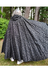 Cloakmakers.com 5800-Washable Black Linen Cloak w/ Floral Vine Pattern