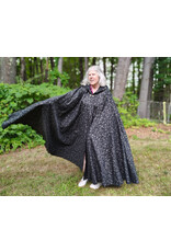 Cloakmakers.com 5800-Washable Black Linen Cloak w/ Floral Vine Pattern