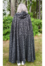 Cloakmakers.com 5800-Washable Black Linen Cloak w/ Floral Vine Pattern