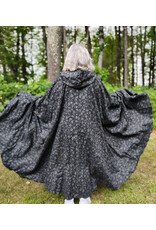 Cloakmakers.com 5800-Washable Black Linen Cloak w/ Floral Vine Pattern