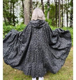 Cloakmakers.com 5800-Washable Black Linen Cloak w/ Floral Vine Pattern
