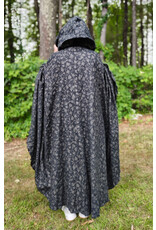 Cloakmakers.com 5800-Washable Black Linen Cloak w/ Floral Vine Pattern
