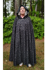 Cloakmakers.com 5800-Washable Black Linen Cloak w/ Floral Vine Pattern