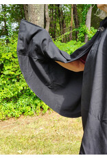 Cloakmakers.com 5802-Washable Black Wool Cloak w/ Green Moon Embroidery & Nighttime Hood Lining