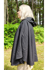Cloakmakers.com 5802-Washable Black Wool Cloak w/ Green Moon Embroidery & Nighttime Hood Lining
