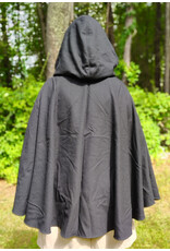 Cloakmakers.com 5802-Washable Black Wool Cloak w/ Green Moon Embroidery & Nighttime Hood Lining