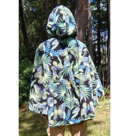 Cloakmakers.com 5803-Washable Fleece Ruana Cloak w/ Colorful Butterflies, Palms, and Ferns