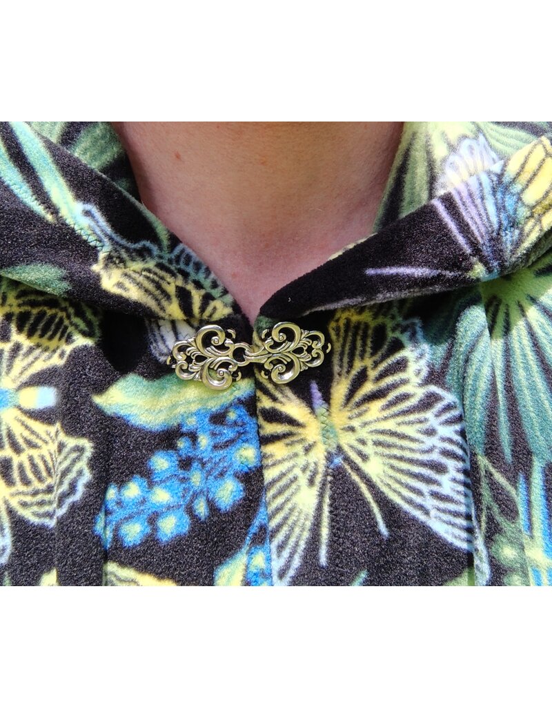 Cloakmakers.com 5803-Washable Fleece Ruana Cloak w/ Colorful Butterflies, Palms, and Ferns