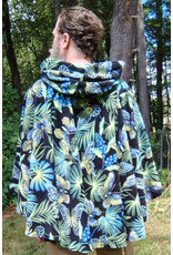 Cloakmakers.com 5803-Washable Fleece Ruana Cloak w/ Colorful Butterflies, Palms, and Ferns