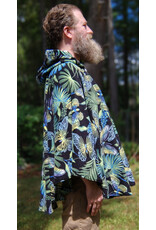 Cloakmakers.com 5803-Washable Fleece Ruana Cloak w/ Colorful Butterflies, Palms, and Ferns