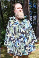 Cloakmakers.com 5803-Washable Fleece Ruana Cloak w/ Colorful Butterflies, Palms, and Ferns