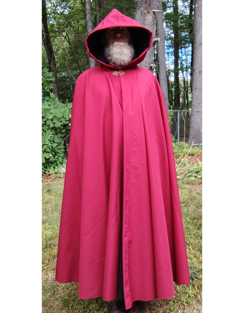 Cloakmakers.com 5804-Washable Raincloak, Red/Black Powershield Fleece w/ Bronze Toned Clasp