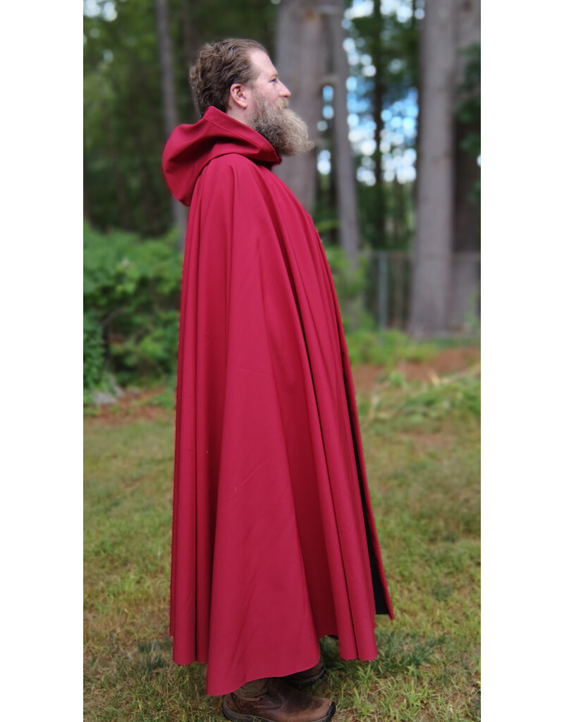 Cloakmakers.com 5804-Washable Raincloak, Red/Black Powershield Fleece w/ Bronze Toned Clasp