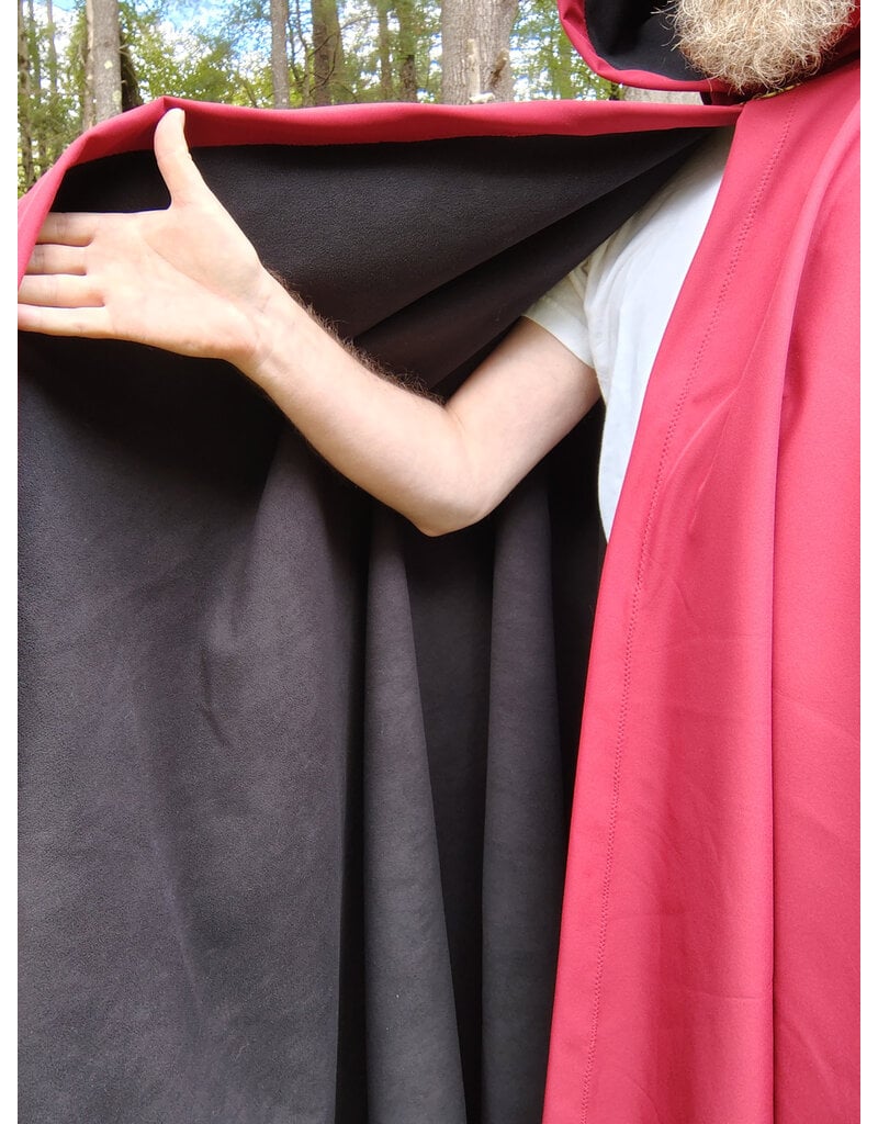 Cloakmakers.com 5804-Washable Raincloak, Red/Black Powershield Fleece w/ Bronze Toned Clasp
