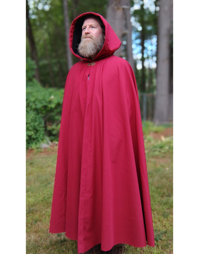 Cloakmakers.com 5804-Washable Raincloak, Red/Black Powershield Fleece w/ Bronze Toned Clasp