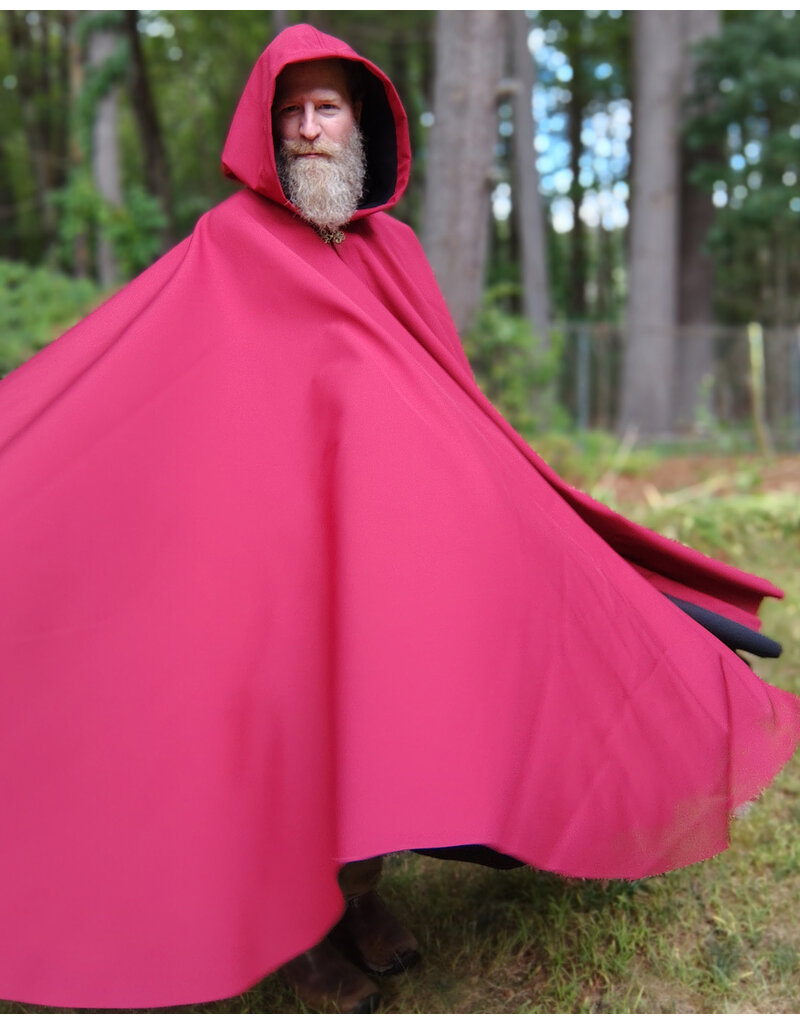 Cloakmakers.com 5804-Washable Raincloak, Red/Black Powershield Fleece w/ Bronze Toned Clasp