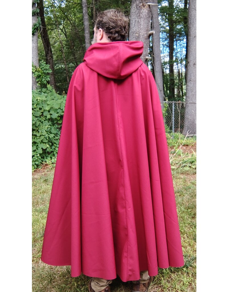 Cloakmakers.com 5804-Washable Raincloak, Red/Black Powershield Fleece w/ Bronze Toned Clasp