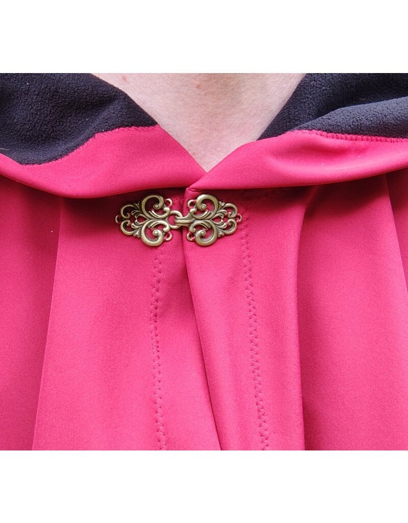 Cloakmakers.com 5804-Washable Raincloak, Red/Black Powershield Fleece w/ Bronze Toned Clasp