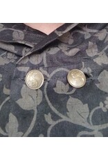 Cloakmakers.com J910-Washable Black Linen Hooded Vest w/ Floral Vine Pattern & Pockets
