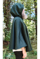 Cloakmakers.com 5806-Short Forest Green Wool Cloak w/ Black Hood Lining & Pockets