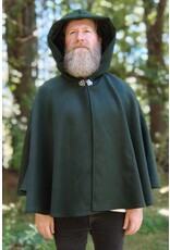 Cloakmakers.com 5806-Short Forest Green Wool Cloak w/ Black Hood Lining & Pockets