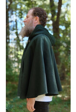 Cloakmakers.com 5806-Short Forest Green Wool Cloak w/ Black Hood Lining & Pockets