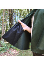 Cloakmakers.com 5806-Short Forest Green Wool Cloak w/ Black Hood Lining & Pockets