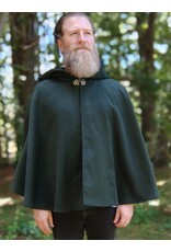 Cloakmakers.com 5806-Short Forest Green Wool Cloak w/ Black Hood Lining & Pockets