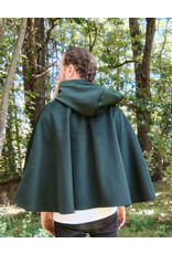 Cloakmakers.com 5806-Short Forest Green Wool Cloak w/ Black Hood Lining & Pockets