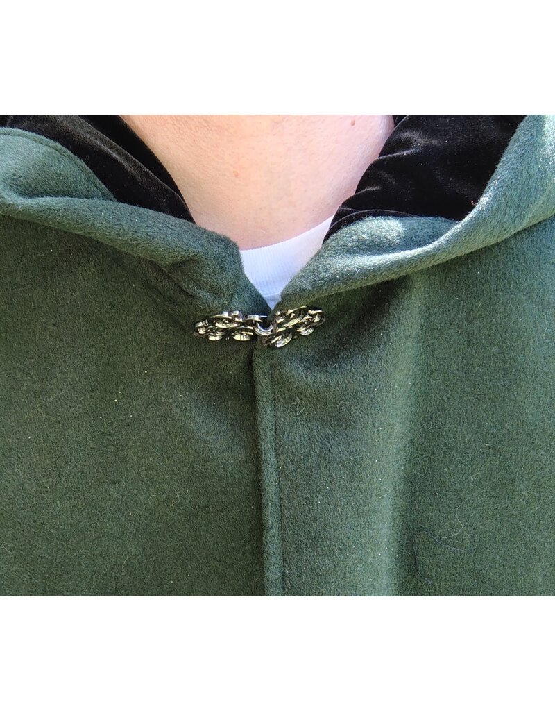 Cloakmakers.com 5806-Short Forest Green Wool Cloak w/ Black Hood Lining & Pockets