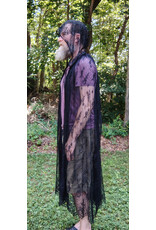 Cloakmakers.com 5754-Washable Sheer Lace Black Hooded Cloak w/Floral Pattern