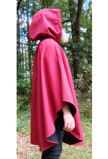 Cloakmakers.com 5807-Washable Red Raincloak w/ Black Fleece Interior & Bronze Toned Clasp