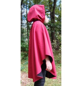 Cloakmakers.com 5807-Washable Red Raincloak w/ Black Fleece Interior & Bronze Toned Clasp