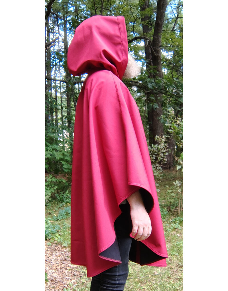 Cloakmakers.com 5807-Washable Red Raincloak w/ Black Fleece Interior & Bronze Toned Clasp