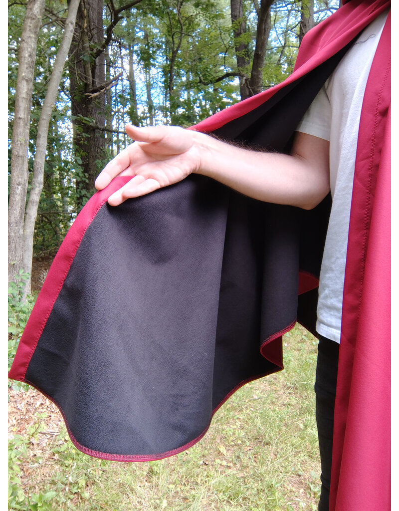 Cloakmakers.com 5807-Washable Red Raincloak w/ Black Fleece Interior & Bronze Toned Clasp