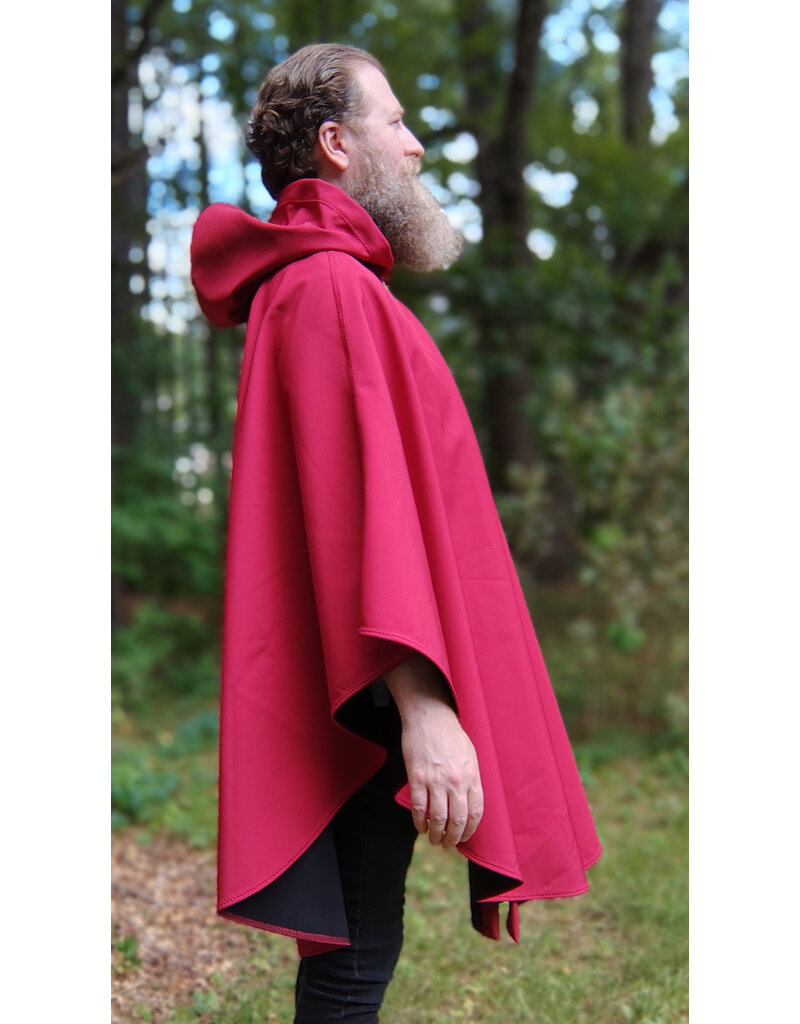 Cloakmakers.com 5807-Washable Red Raincloak w/ Black Fleece Interior & Bronze Toned Clasp