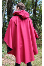 Cloakmakers.com 5807-Washable Red Raincloak w/ Black Fleece Interior & Bronze Toned Clasp
