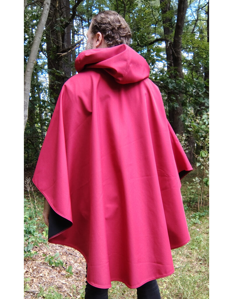 Cloakmakers.com 5807-Washable Red Raincloak w/ Black Fleece Interior & Bronze Toned Clasp