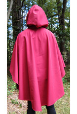 Cloakmakers.com 5807-Washable Red Raincloak w/ Black Fleece Interior & Bronze Toned Clasp