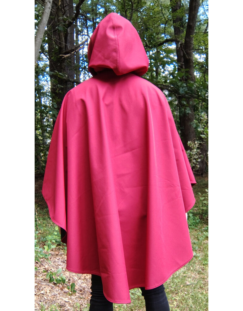 Cloakmakers.com 5807-Washable Red Raincloak w/ Black Fleece Interior & Bronze Toned Clasp