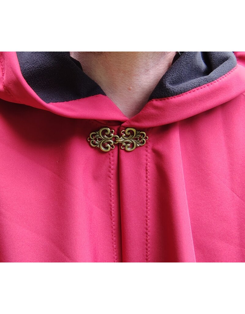 Cloakmakers.com 5807-Washable Red Raincloak w/ Black Fleece Interior & Bronze Toned Clasp