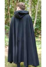 Cloakmakers.com 5808-Washable Black Wool Cloak w/ Forest Green Hood Lining & Triple Medallion Clasp