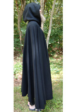 Cloakmakers.com 5808-Washable Black Wool Cloak w/ Forest Green Hood Lining & Triple Medallion Clasp