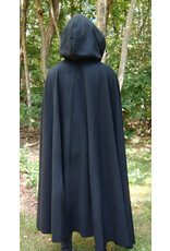 Cloakmakers.com 5808-Washable Black Wool Cloak w/ Forest Green Hood Lining & Triple Medallion Clasp
