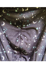Cloakmakers.com 5809-Washable Black Wool Cloak w/ Cat & Moon Embroidery and Nighttime Hood Lining